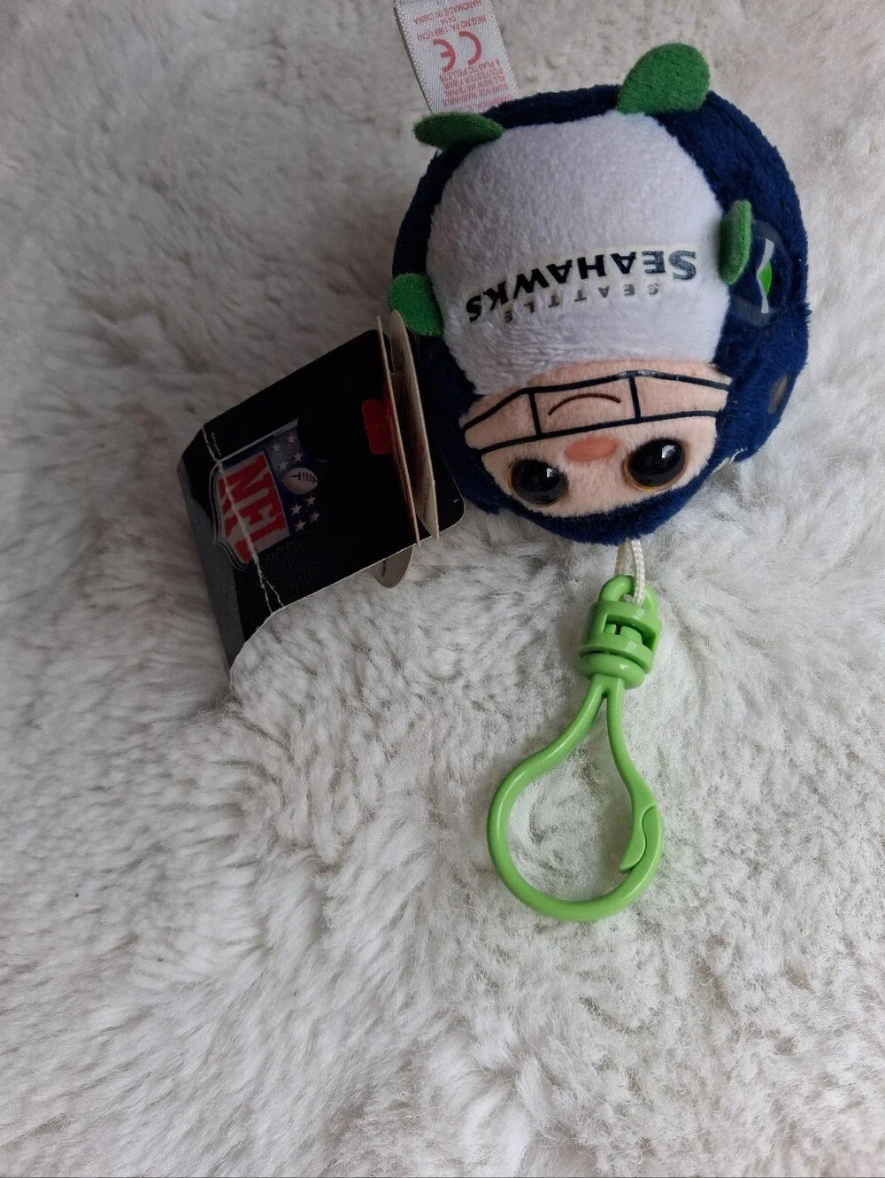 Ty Beanie Ballz Seattle Seahawks Navy and Green Plush Keychain Unisex